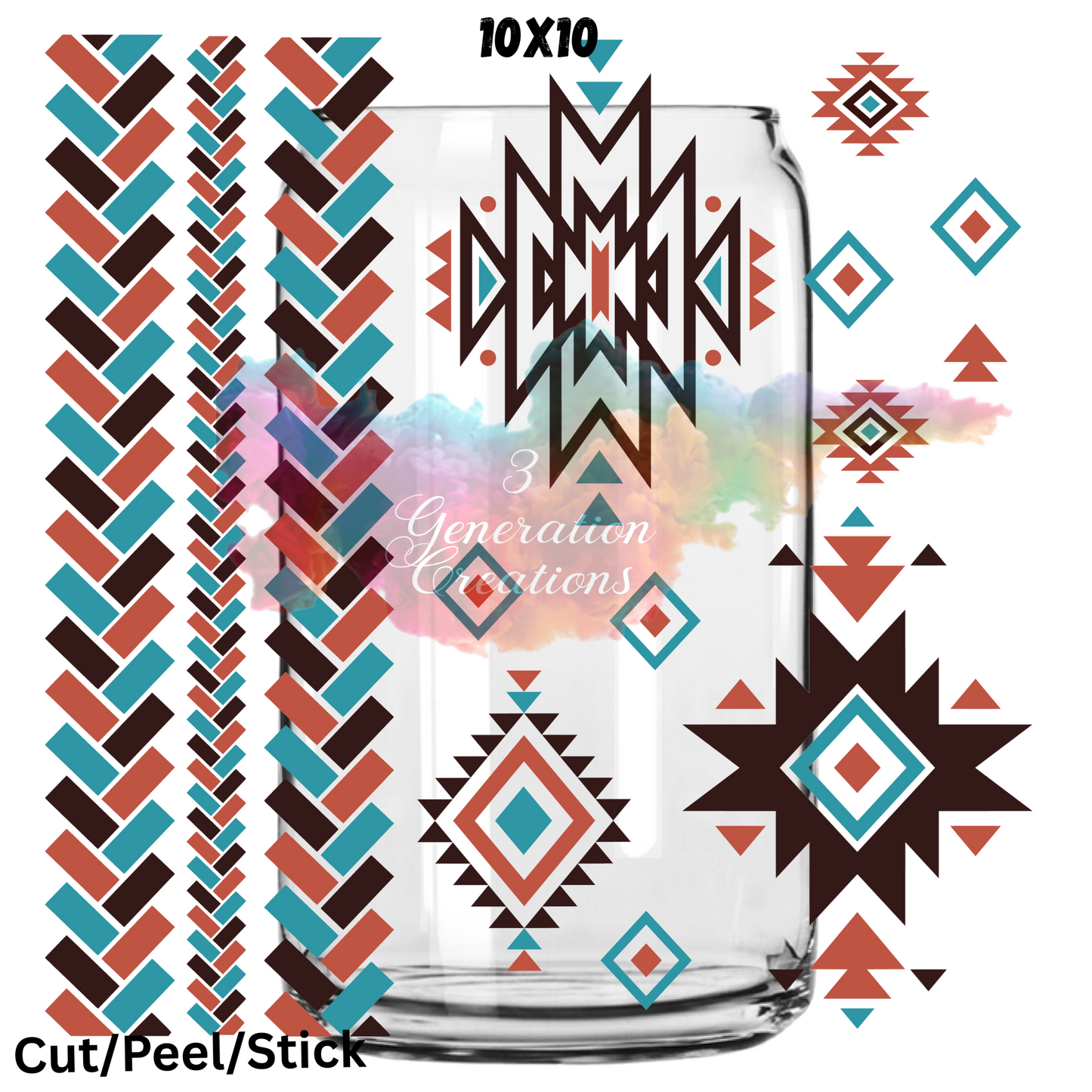 Western Aztec Herringbone UV DTF  Sheet 10x10 (Robin Design)