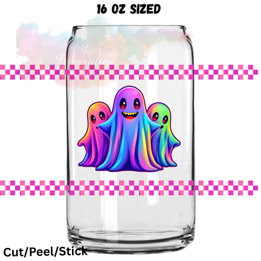 Iridescent Ghost Checkered UV  DTF 16 Oz wrap