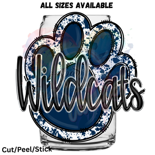 WildCat Paw Print Navy UV DTF Decal