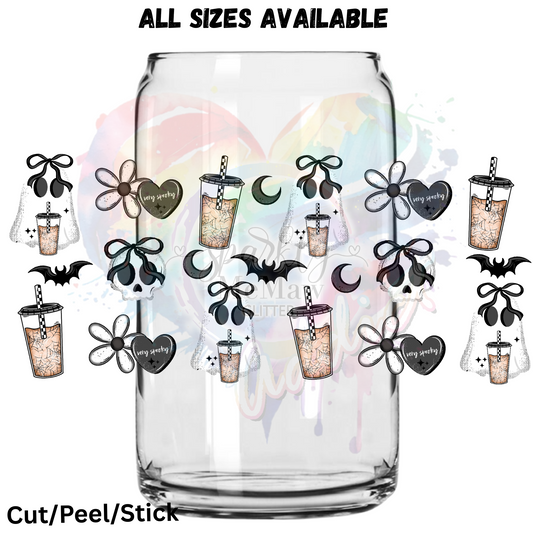 Very Spooky Moon and Bats   UV  DTF 16 Oz wrap