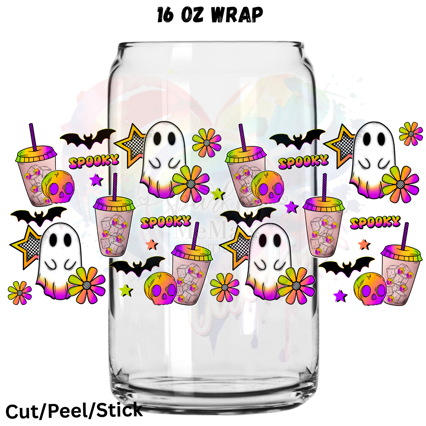 Purple Spooky Ghost UV  DTF 16 Oz wrap