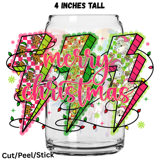 Lightening Merry Christmas UV DTF Decal