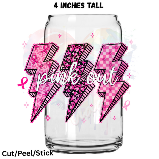 Pink out Lightening UV DTF Decal
