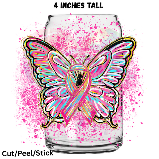 Breast Cancer Butterfly UV DTF Decal