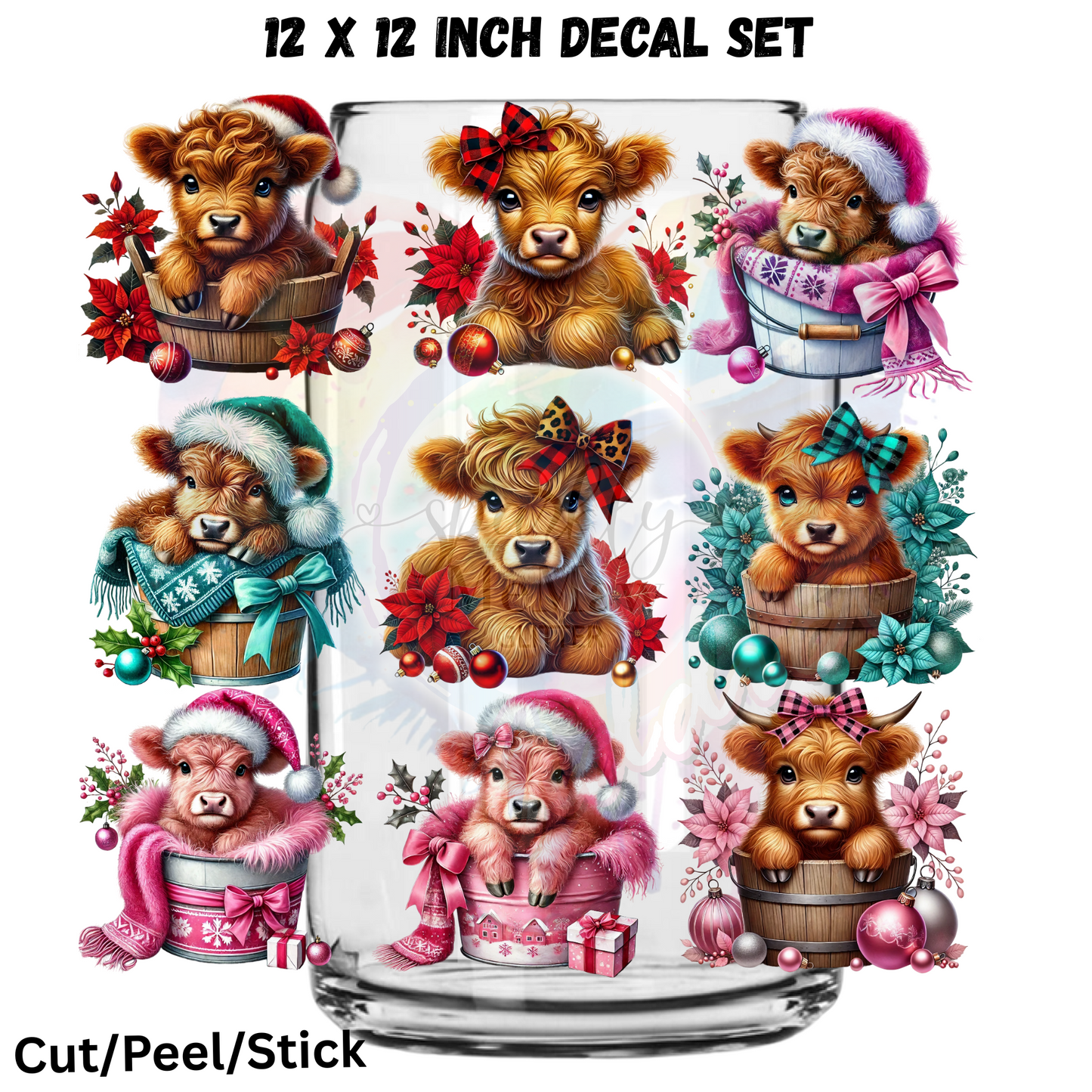 Christmas Cows 1 Decal collection UV DTF Bundle