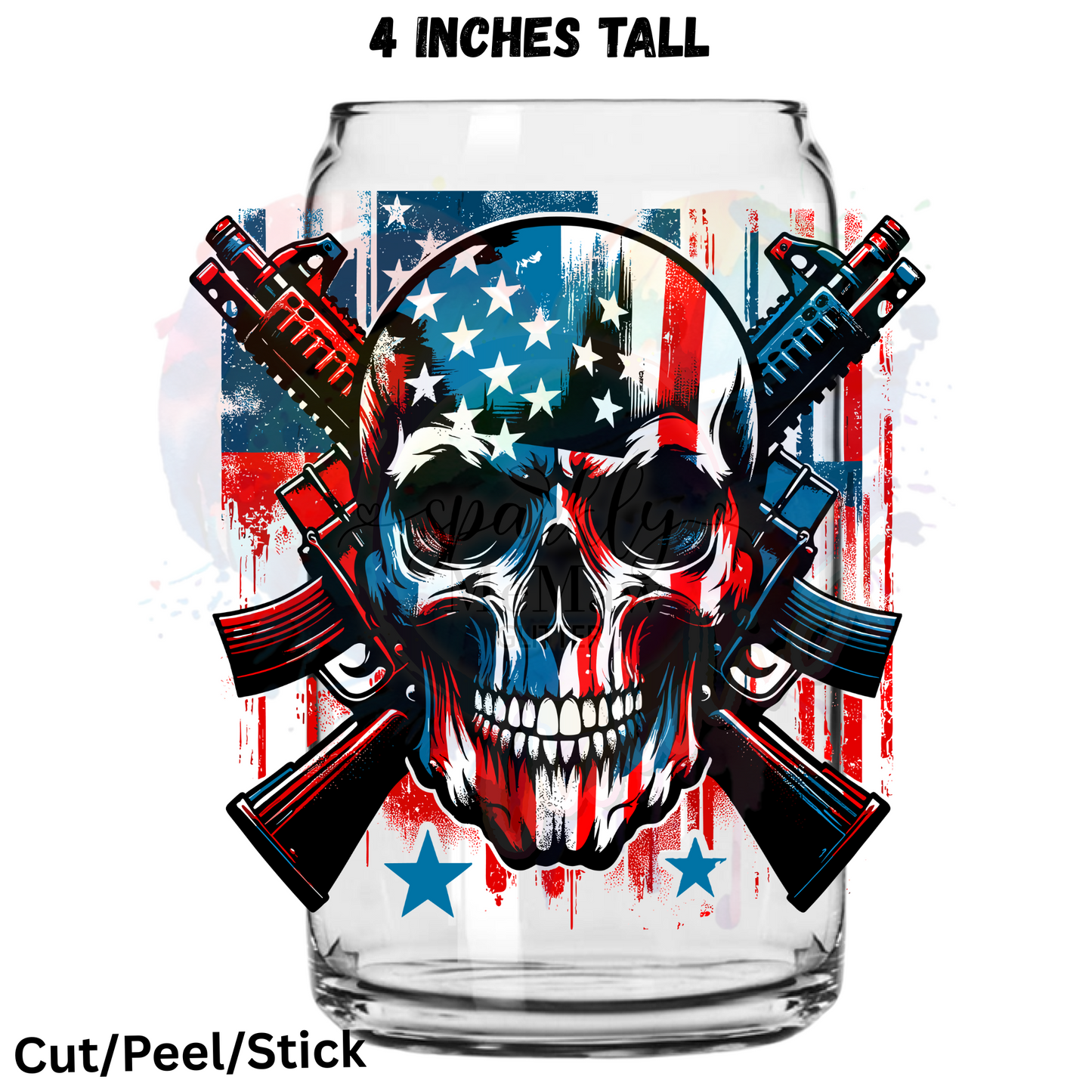 Skull with G*ns UV DTF Decal