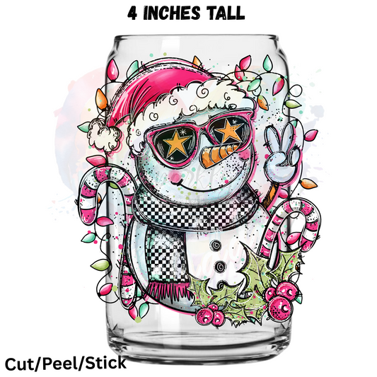 Doodle Snowman Christmas Lights  UV DTF Decal