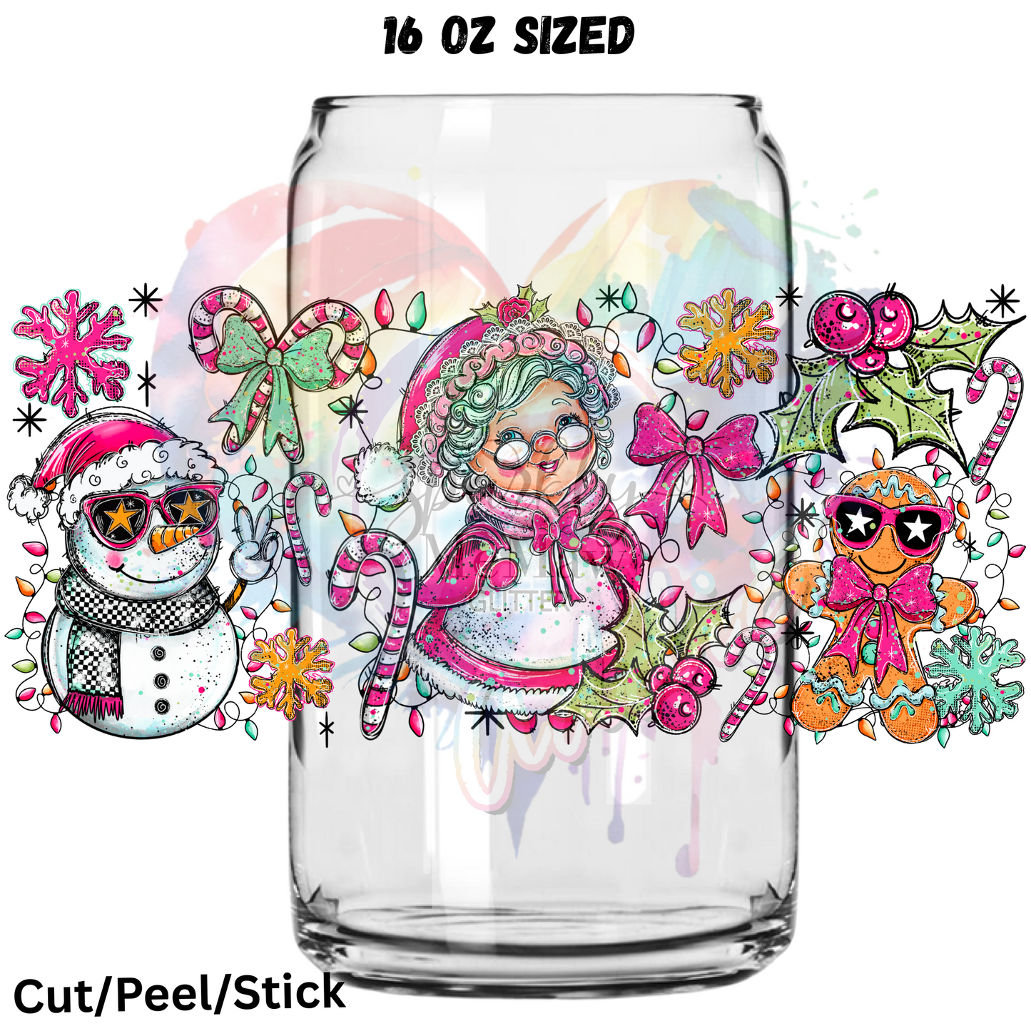 Mrs Claus 2  UV  DTF 16 Oz wrap