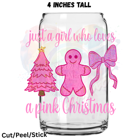 Pink christmas 2 UV DTF Decal