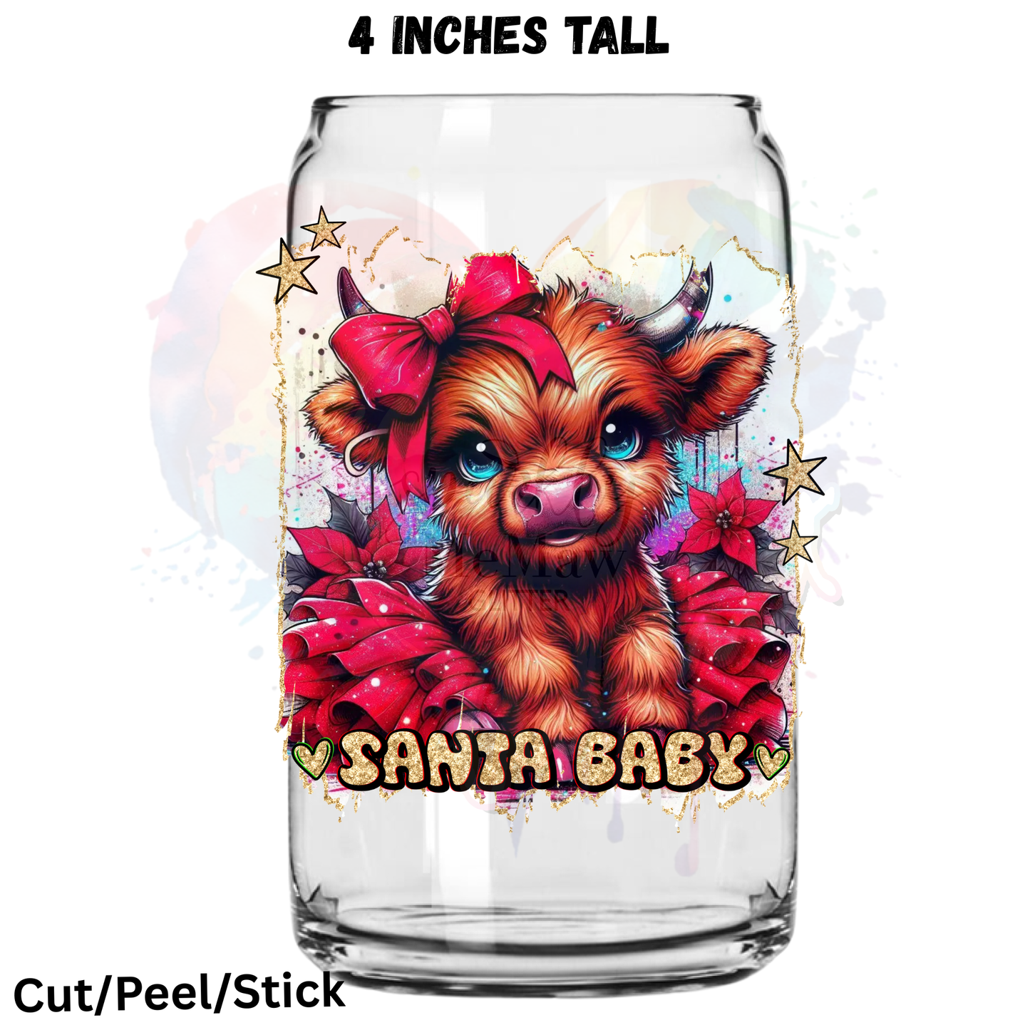 Santa Baby Cow UV DTF Decal