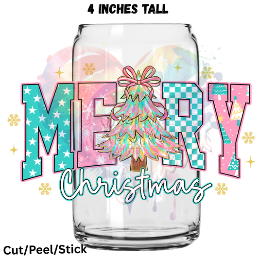 Preppy Merry Christmas UV DTF Decal