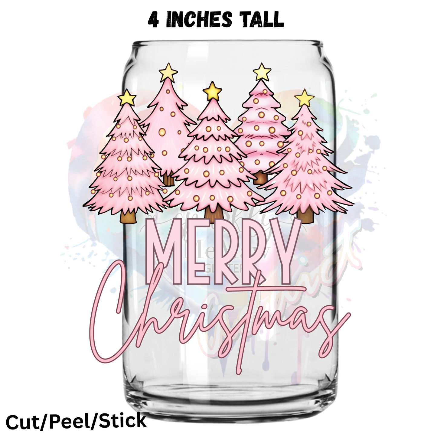 Pink Christmas UV DTF Bundle (all are 4 inches tall)