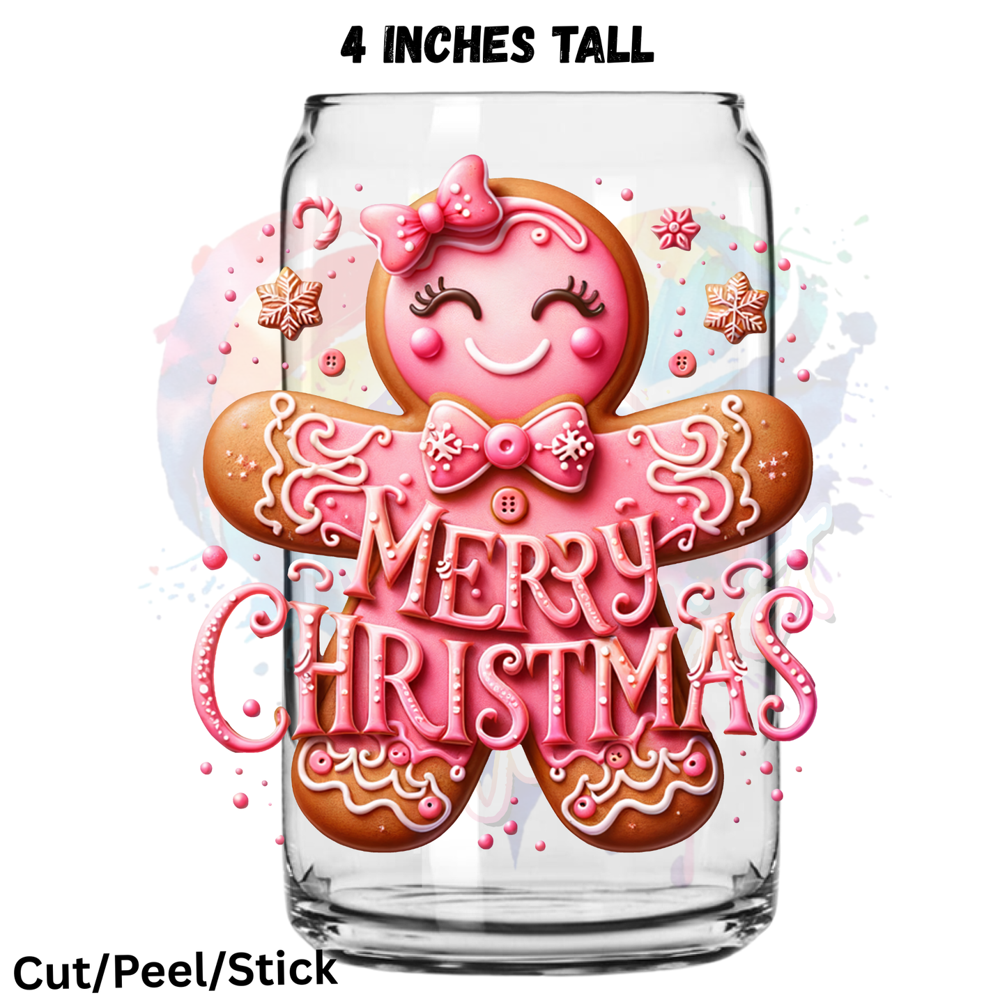 Pink Christmas UV DTF Bundle (all are 4 inches tall)