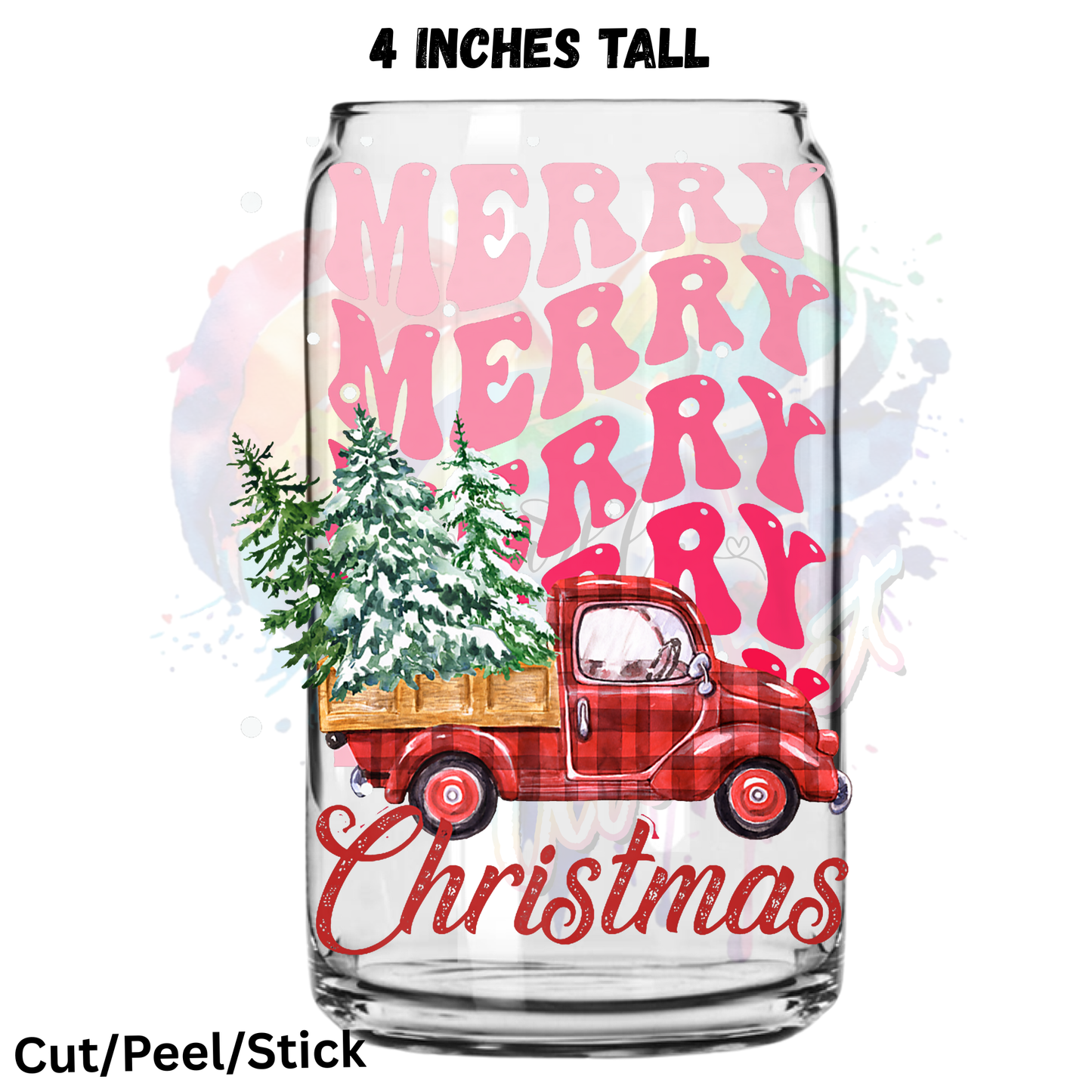 Pink Christmas UV DTF Bundle (all are 4 inches tall)