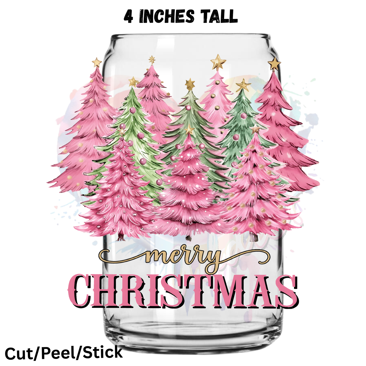 Pink Christmas UV DTF Bundle (all are 4 inches tall)