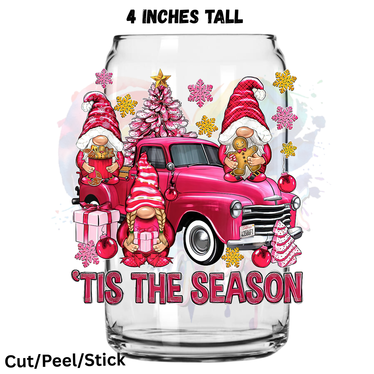 Pink Christmas UV DTF Bundle (all are 4 inches tall)