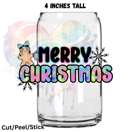 Iridescent Merry Christmas   UV DTF Decal