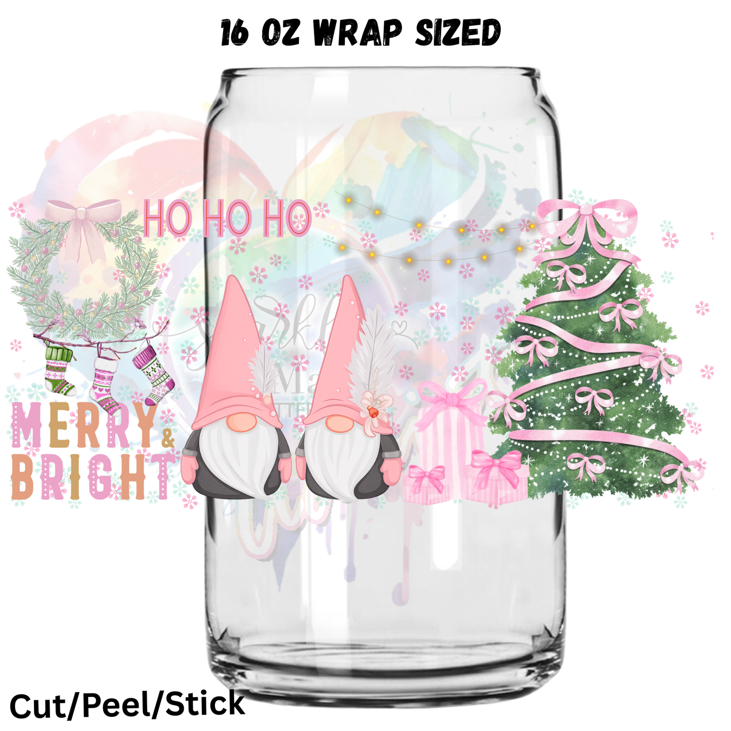 Ho Ho Ho Gnomes  UV  DTF 16 Oz wrap