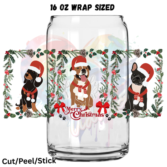 Merry Christmas Puppers UV  DTF 16 Oz wrap