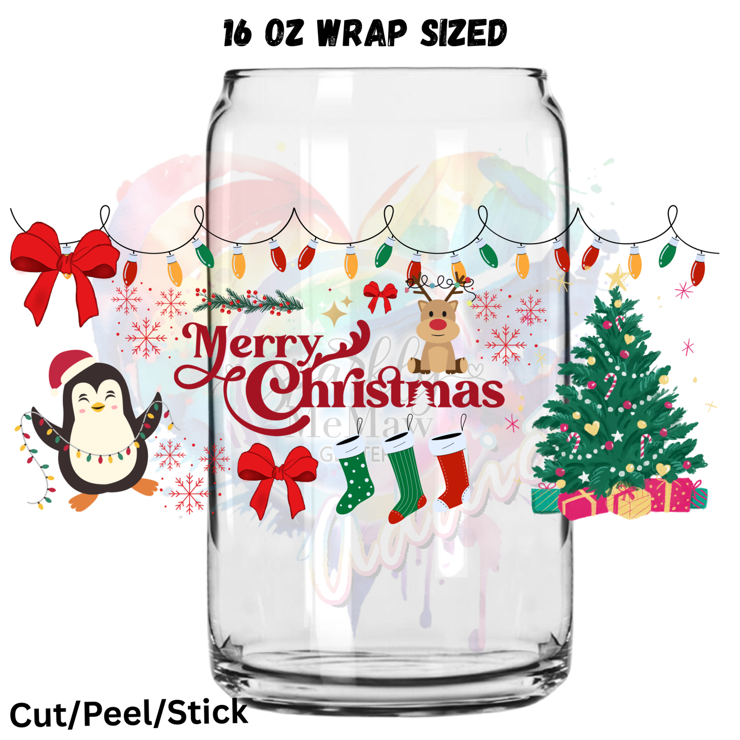 Merry Christmas 5 UV  DTF 16 Oz wrap