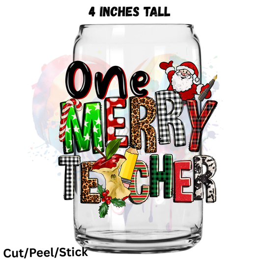 One Merry Teacher UV DTF Decal
