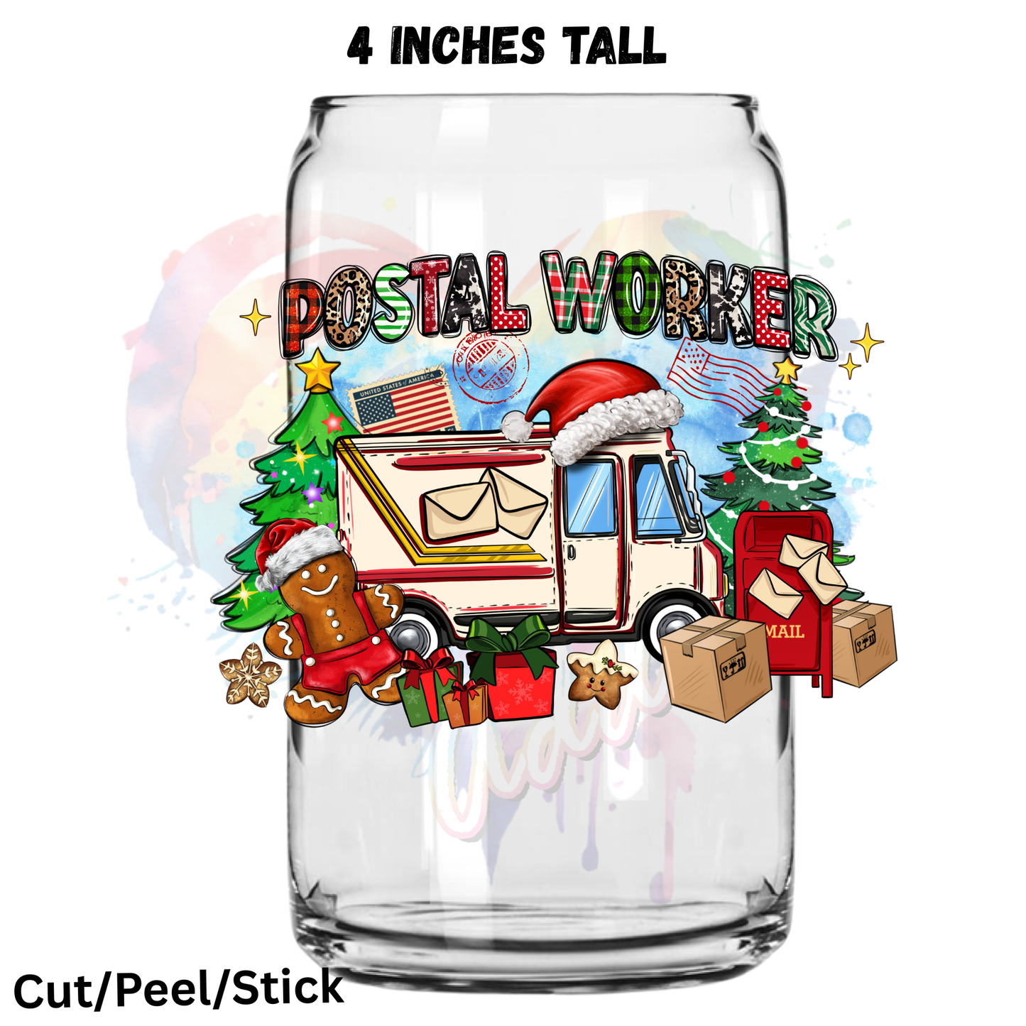 Christmas Postal Worker UV DTF Decal