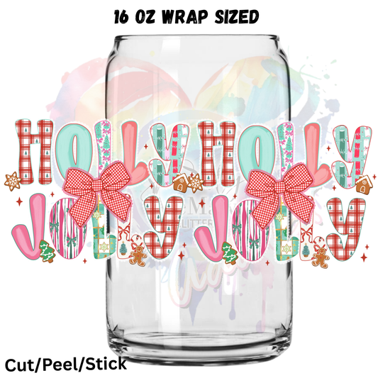 Holly Jolly  UV  DTF 16 Oz wrap