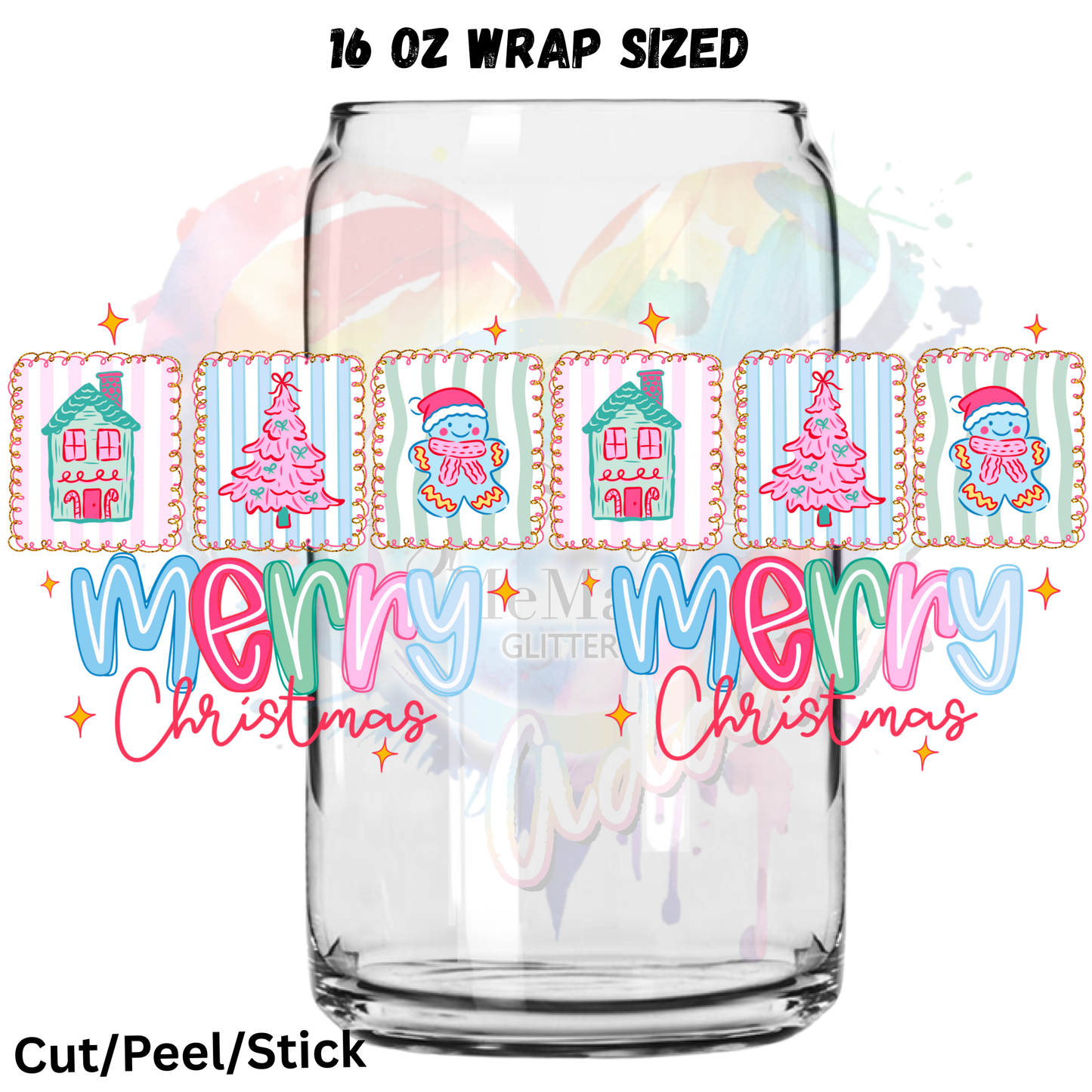 Merry Christmas 6  UV  DTF 16 Oz wrap