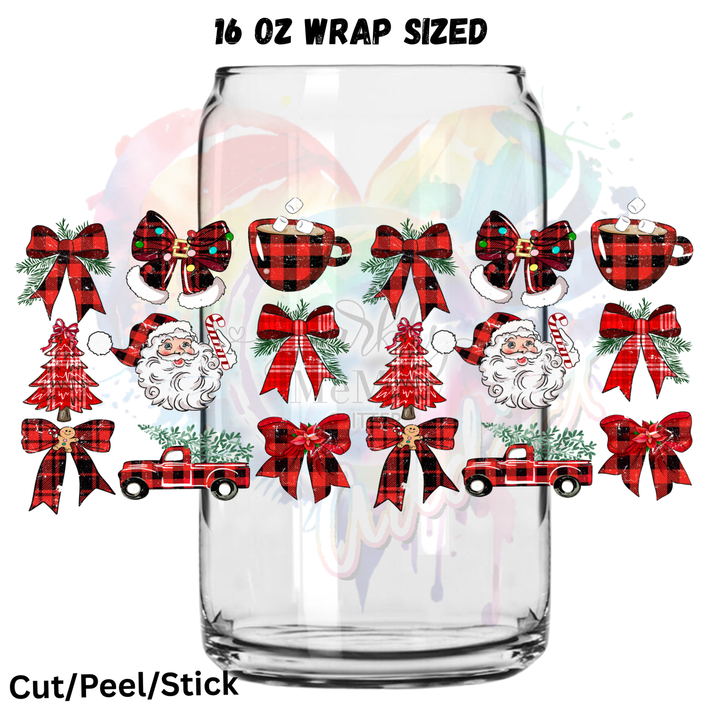 Plaid Christmas 1 UV  DTF 16 Oz wrap