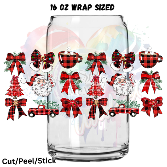 Plaid Christmas 1 UV  DTF 16 Oz wrap