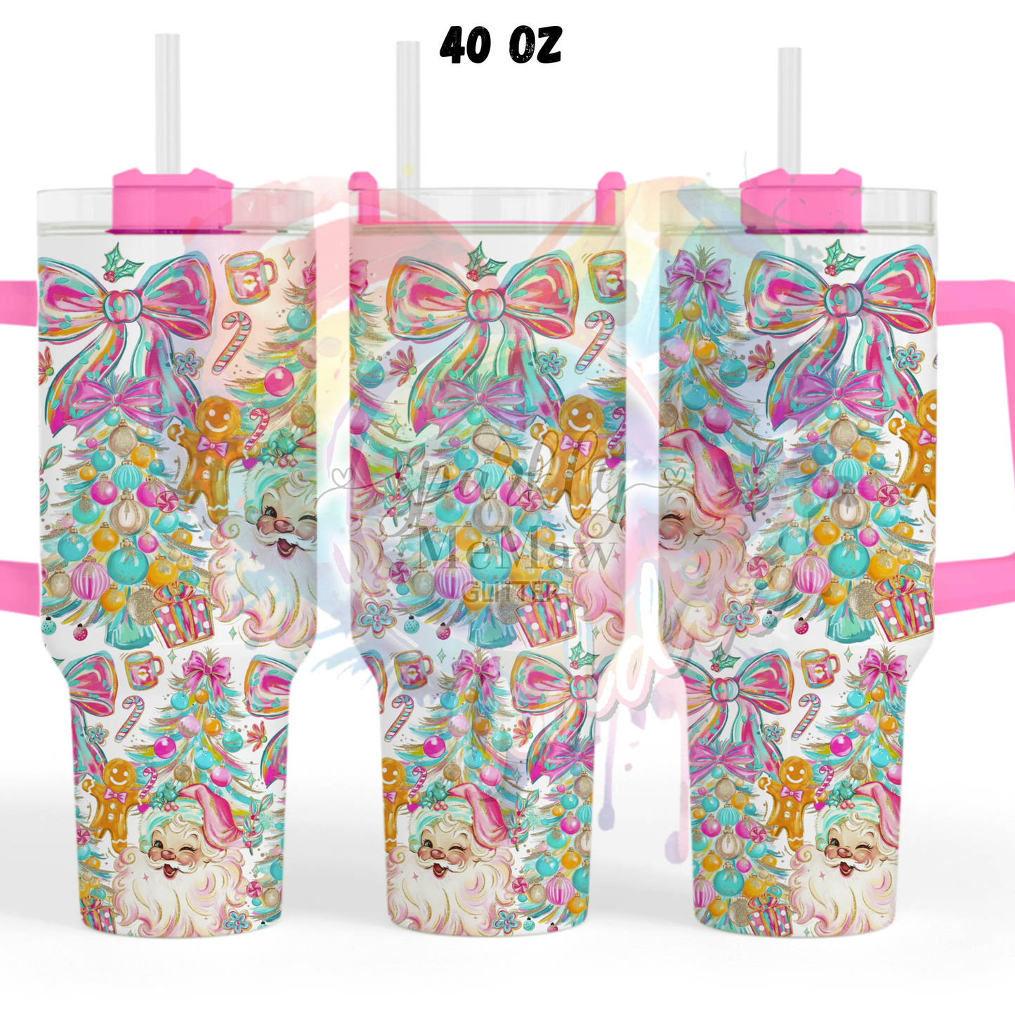 Winky Santa   UV  DTF 40 oz wrap