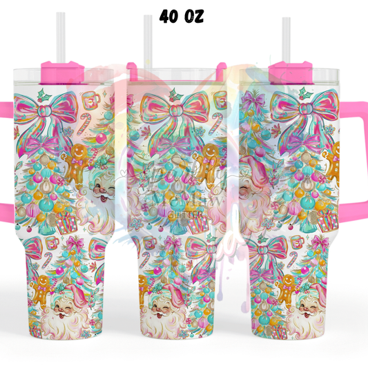 Winky Santa   UV  DTF 40 oz wrap