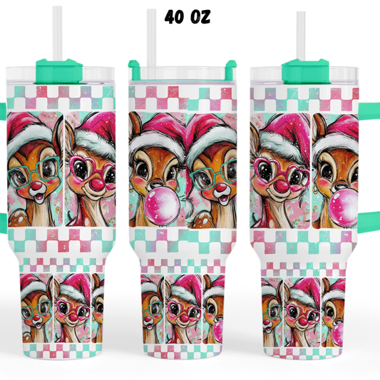 Reindeer Bubbles UV  DTF 40 oz wrap