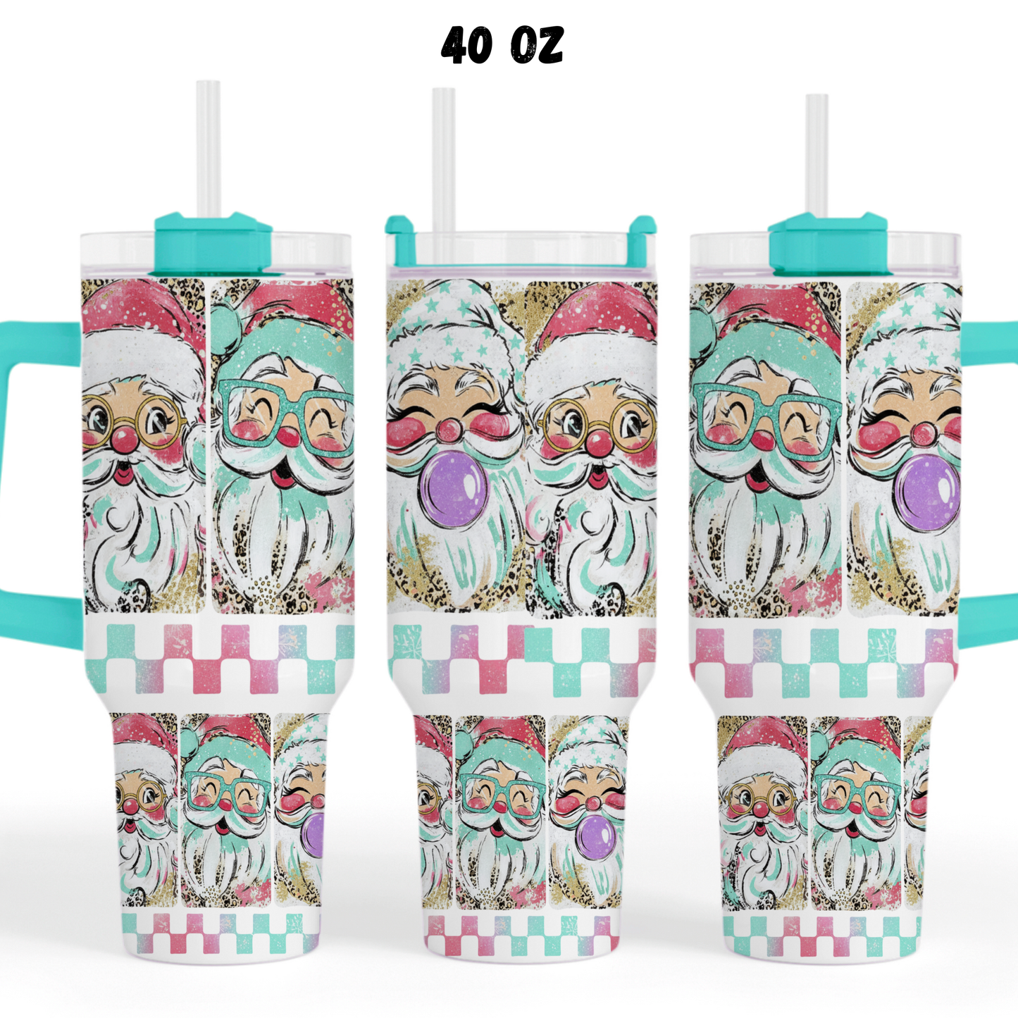 Santa Bubbles UV  DTF 40 oz wrap