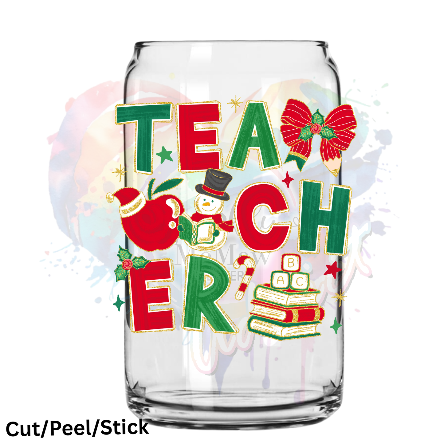 Christmas teacher UV DTF Decal