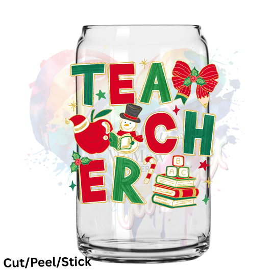 Christmas teacher UV DTF Decal