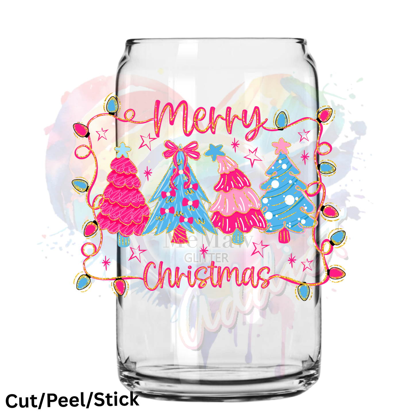 preppy merry Christmas UV DTF Decal