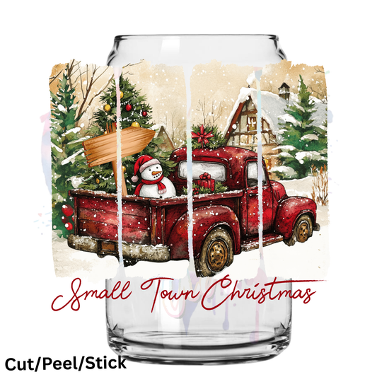 brushstroke small town Christmas UV DTF Decal