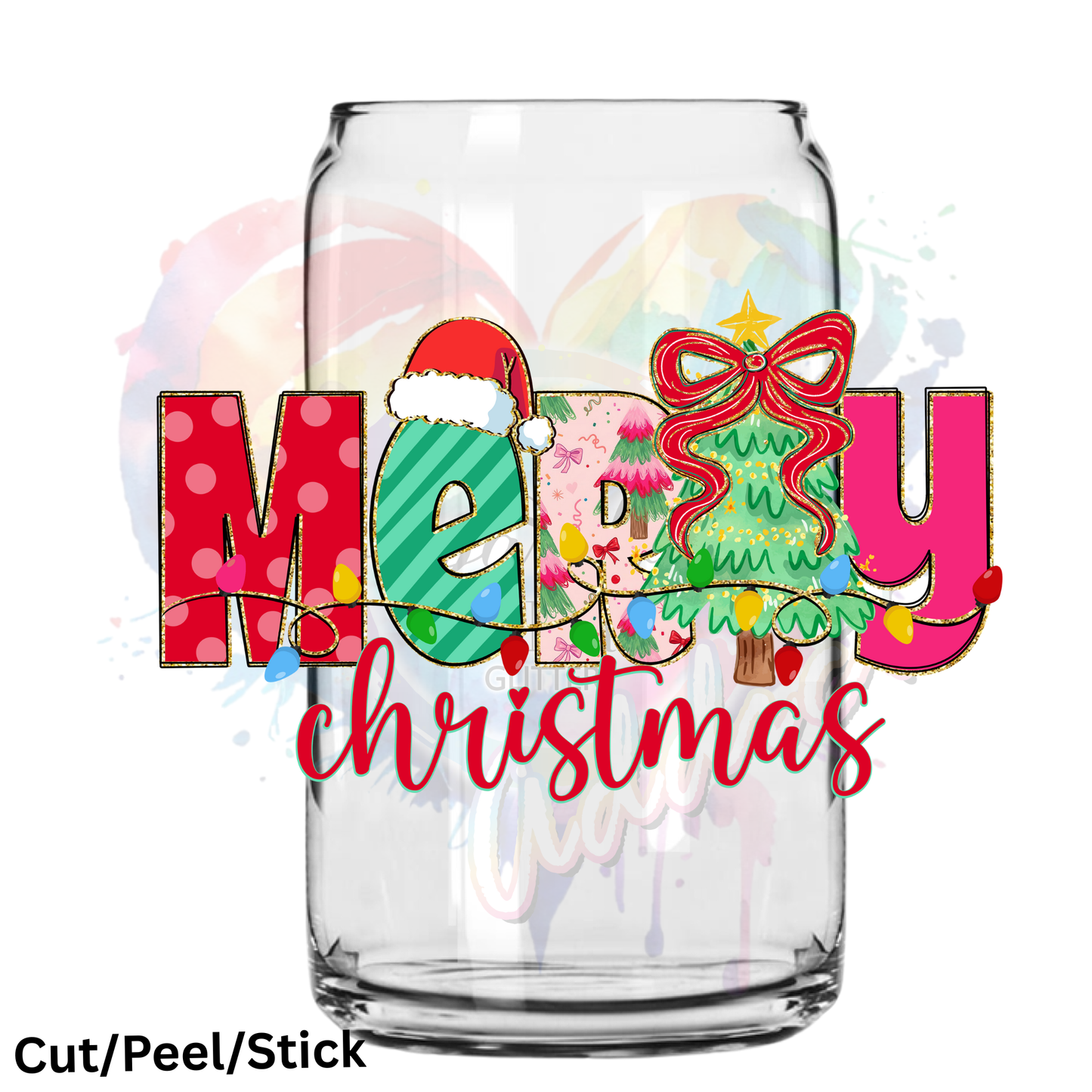 preppy merry Christmas (1) UV DTF Decal