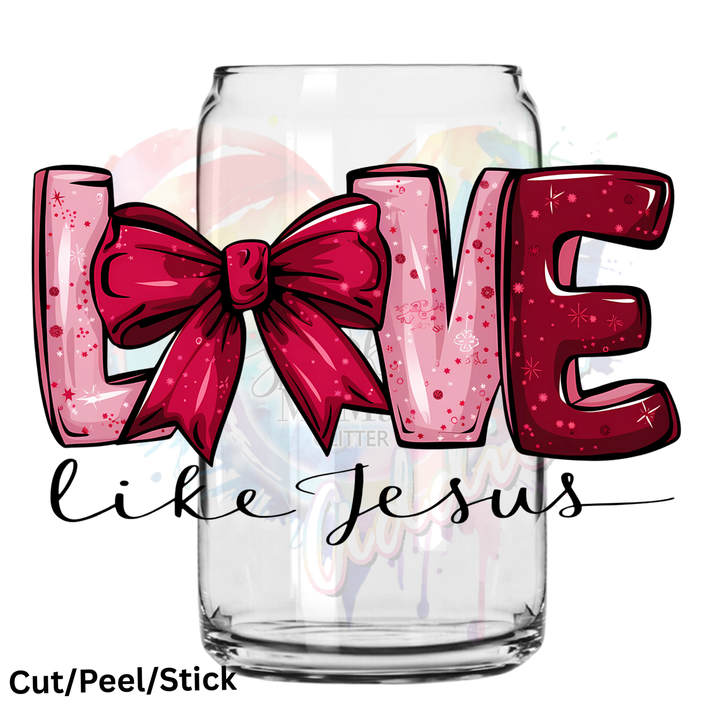 Love Like Jesus Red bow UV DTF Decal