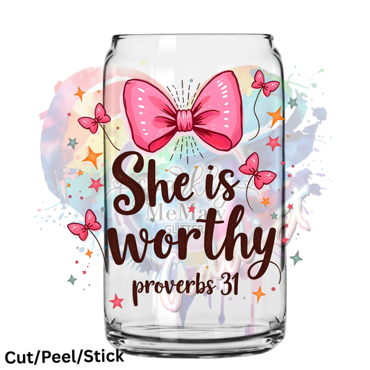 She is Worthy 'butterflies UV DTF Decal