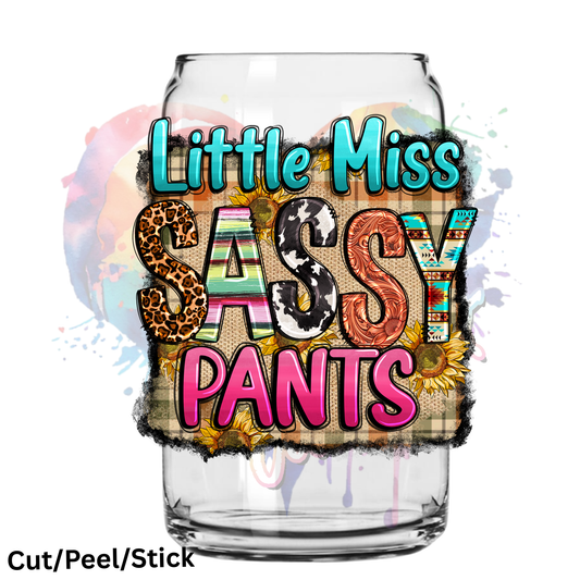 Little Miss Sassy Pants UV DTF Decal
