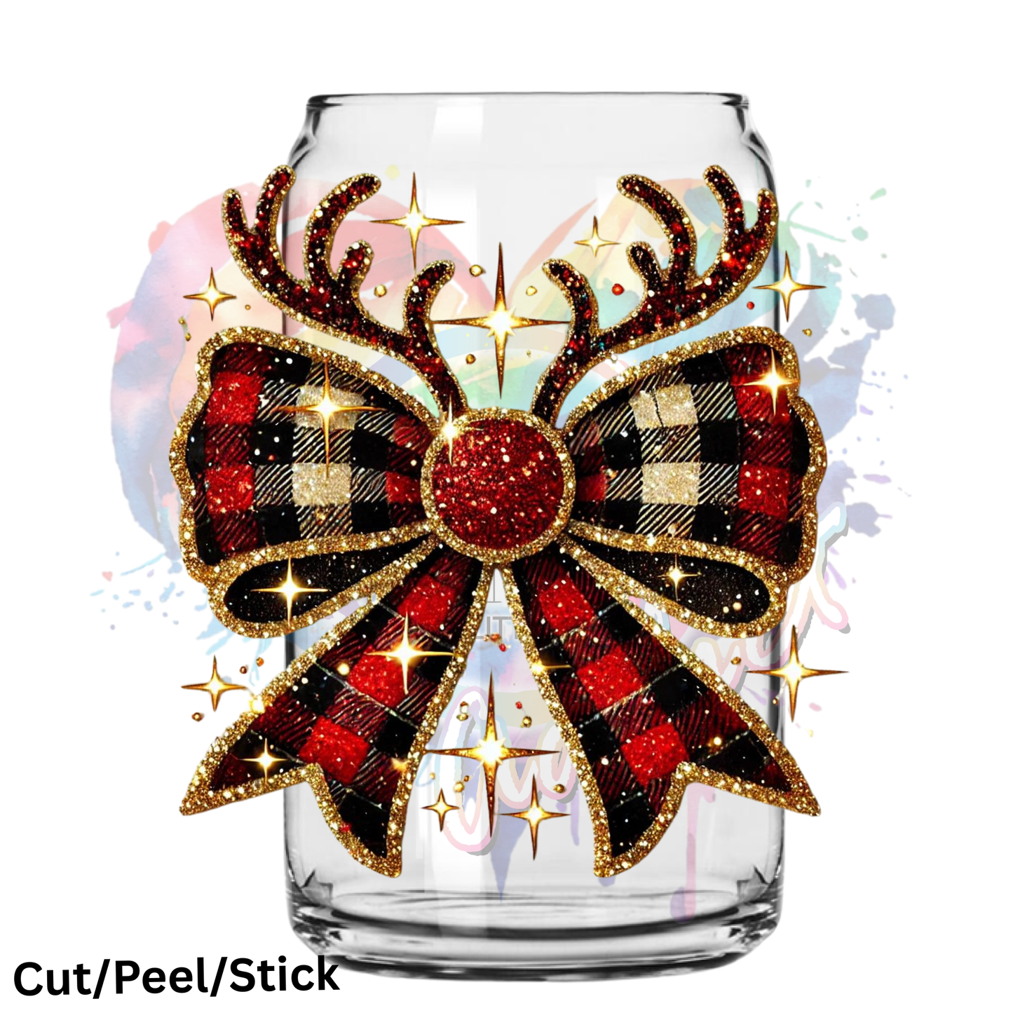 Christmas Reindeer Bow UV DTF Decal