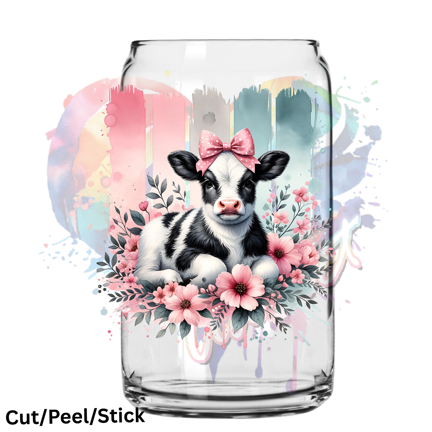 Baby Dairy Cow  Brushstrokes UV DTF Decal