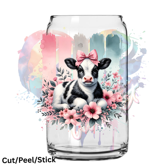 Baby Dairy Cow  Brushstrokes UV DTF Decal