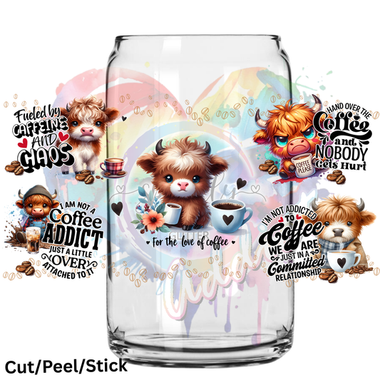 FunnyCoffeeQuoteHighlandCow16ozGlassCan