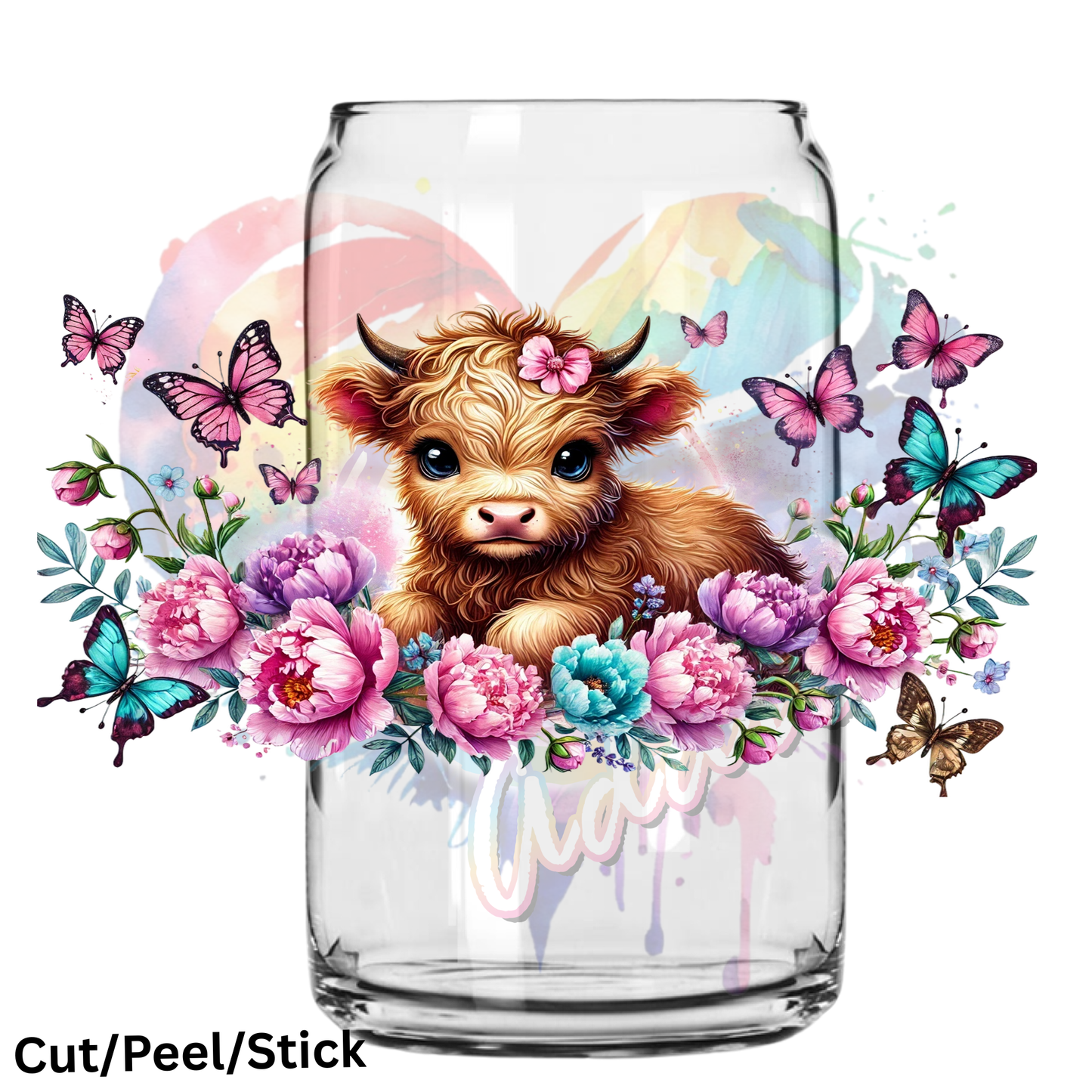 Highland with Butterflies UV DTF 16 oz Wrap