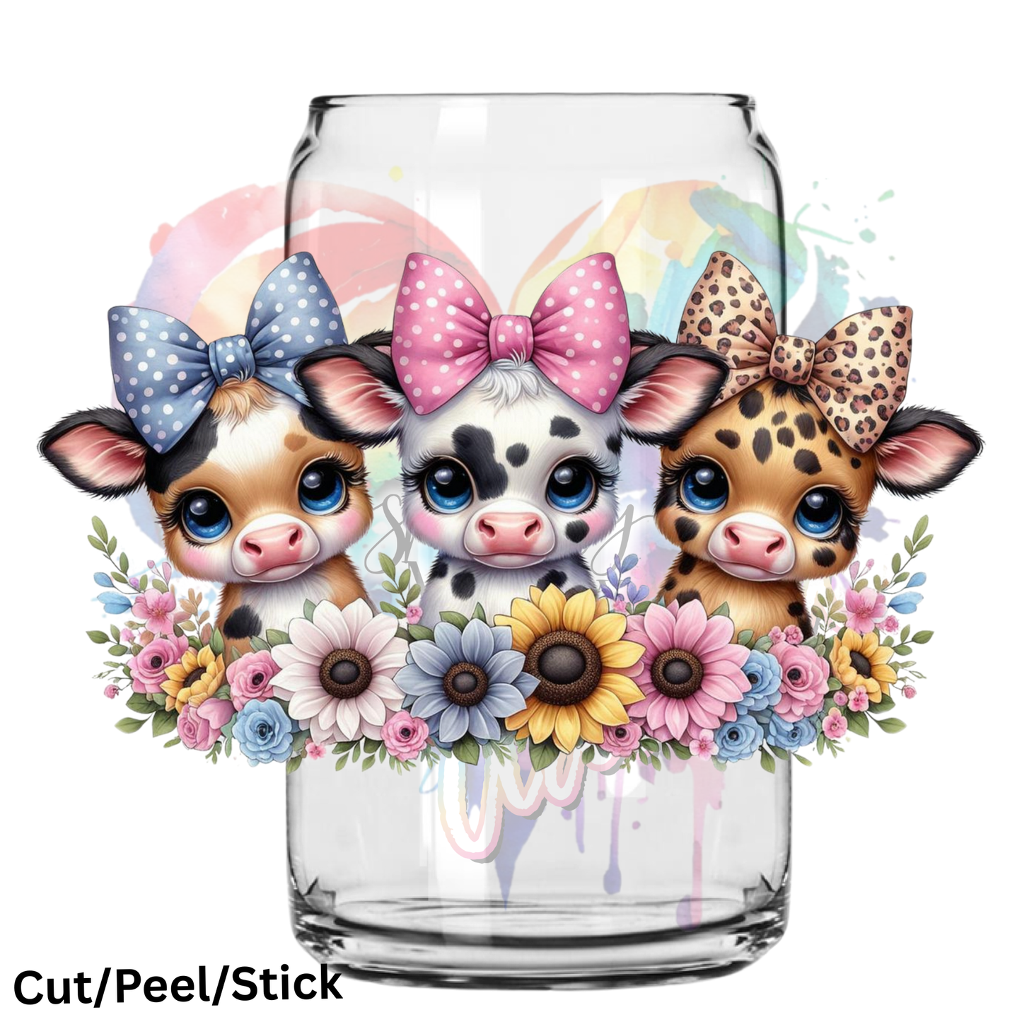 Floral Baby Cows UV DTF 16 oz Wrap