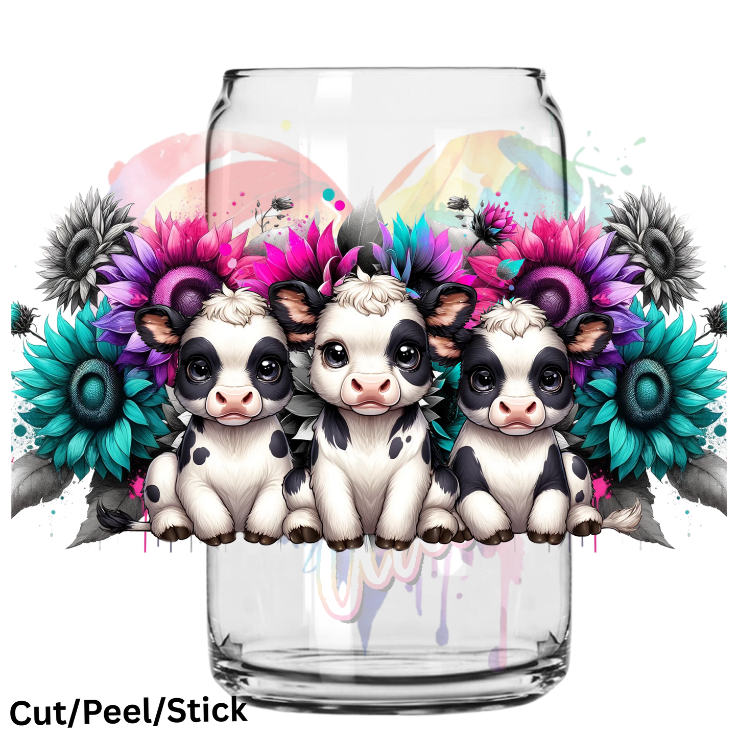 Dairy Cows with Flowers UV DTF Wrap