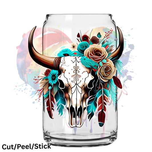 Tan Western Bull Skull UV DTF Decal